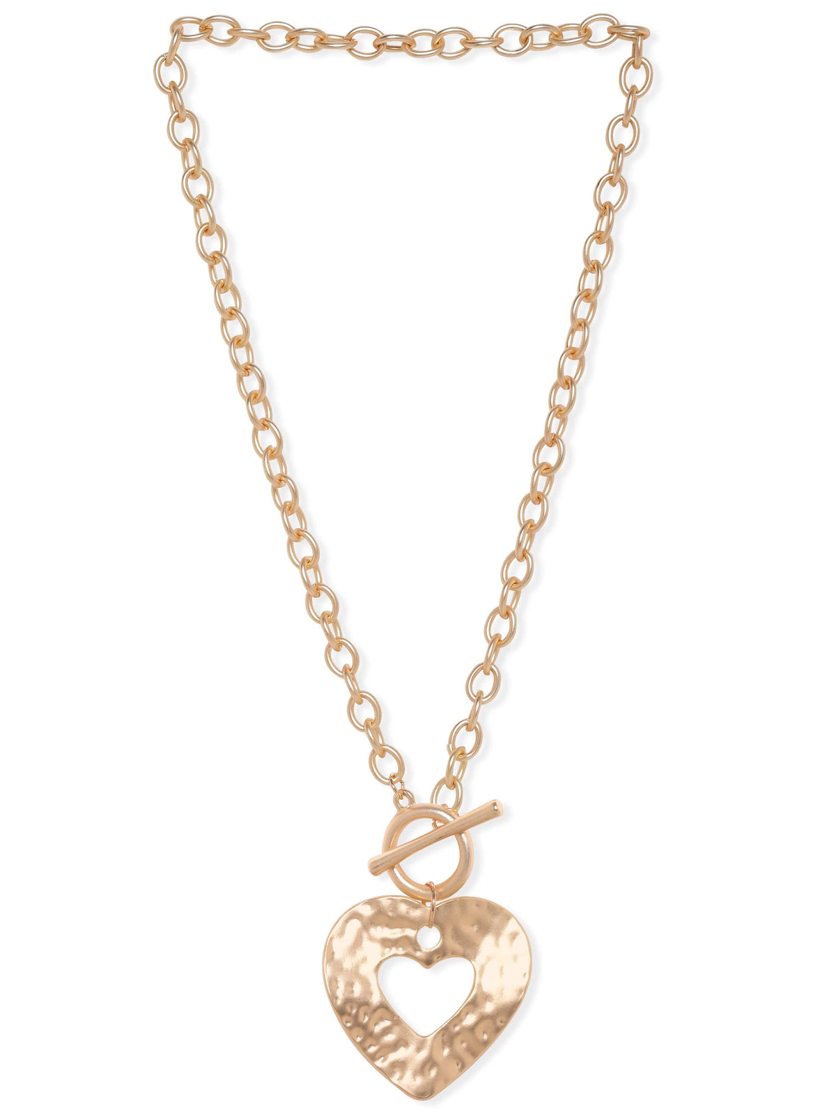 【Rubans】 22K Gold Plated Heart Motif Link Chain Statement Necklace｜22Kゴールドメッキ ハートモチーフ リンクチェーン ステートメントネックレス