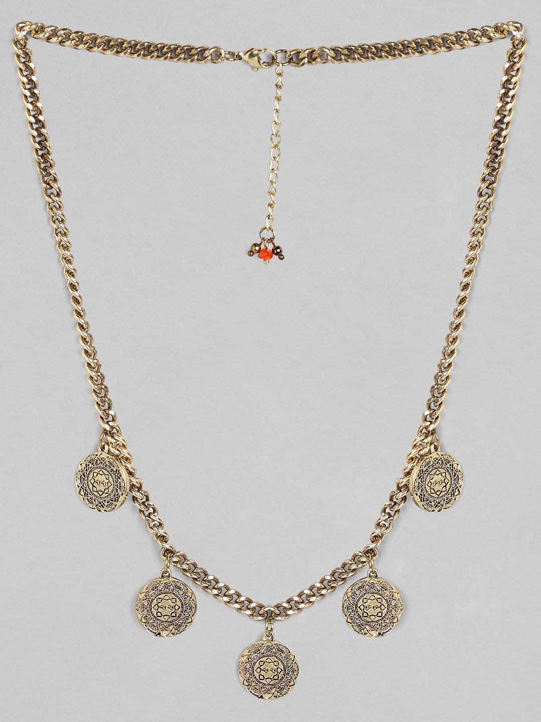 Rubans Voguish Antique Polish Coin Necklace. Gold
