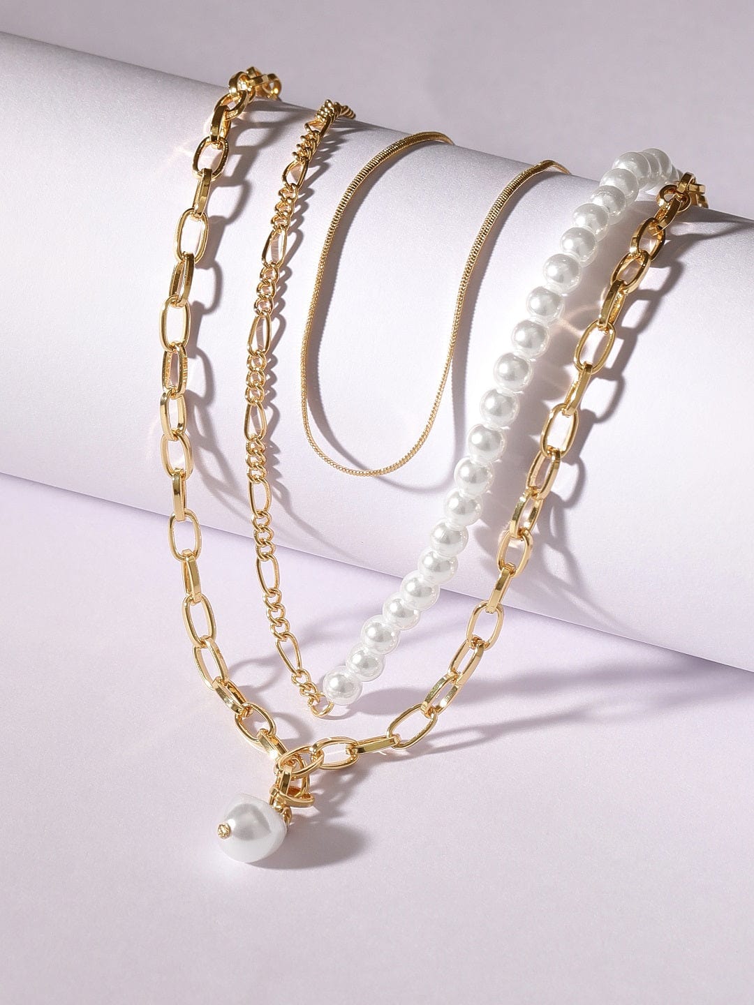 【Rubans】 Voguish Brass Gold-Plated Layered Necklace｜ヴォーギッシュ ブラス ゴールドメッキ レイヤードネックレス