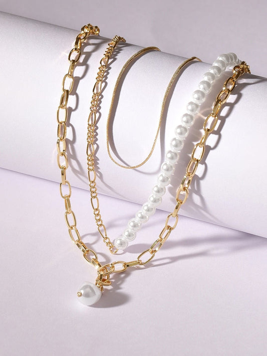 【Rubans】 Voguish Brass Gold-Plated Layered Necklace｜ヴォーギッシュ ブラス ゴールドメッキ レイヤードネックレス