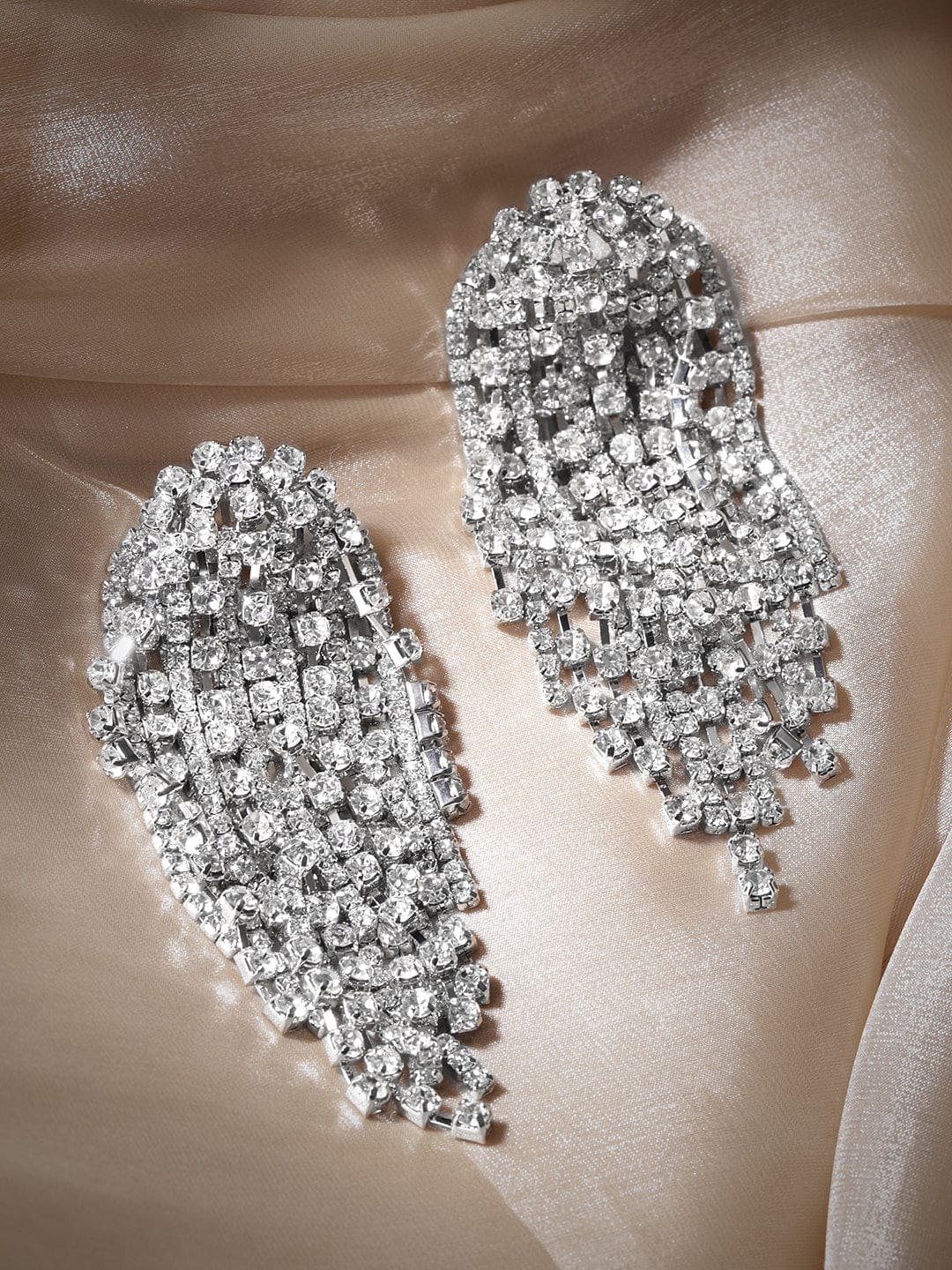 Party Luxe American Diamond Zirconia Danglers Silver