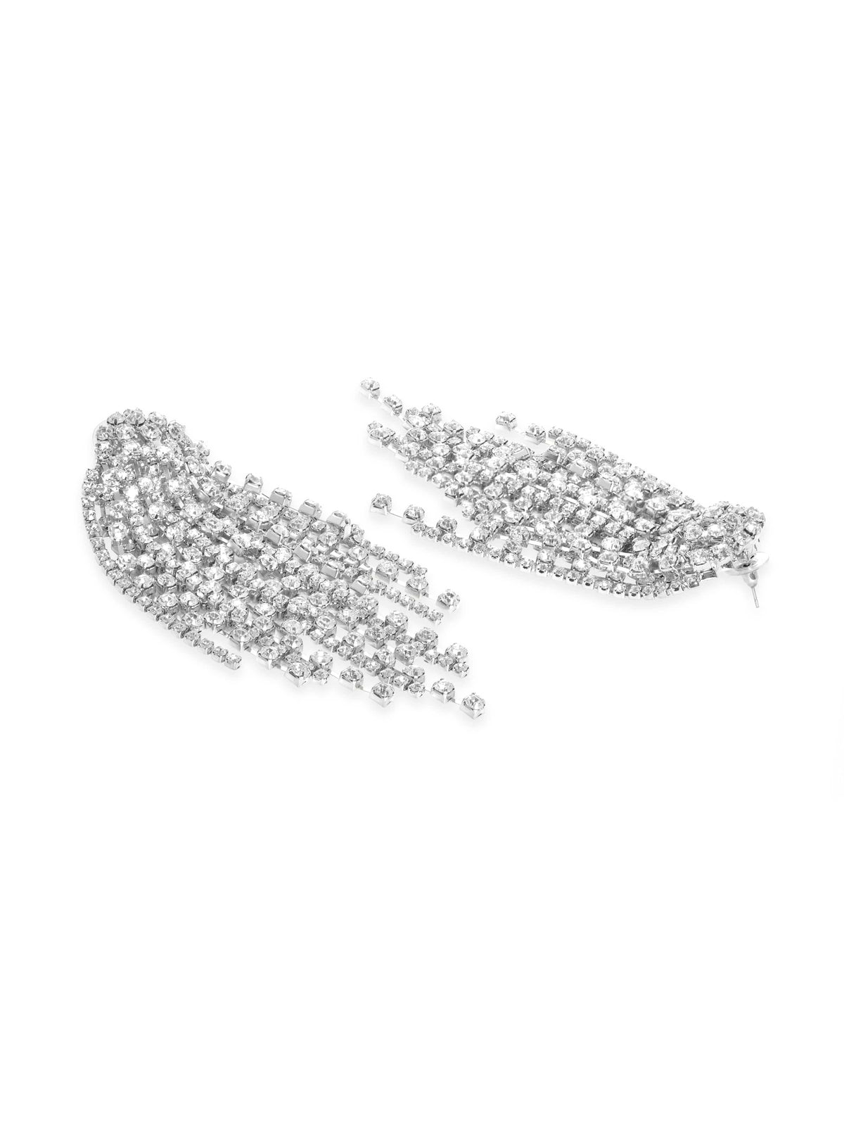 Party Luxe American Diamond Zirconia Danglers Silver