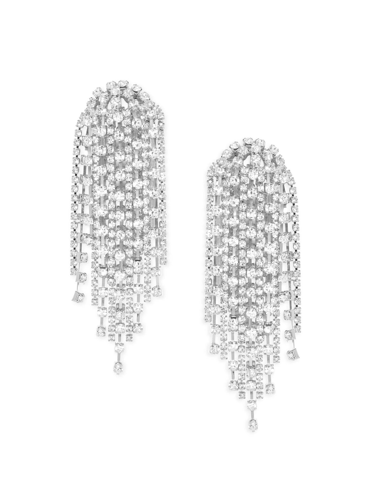 Party Luxe American Diamond Zirconia Danglers Silver