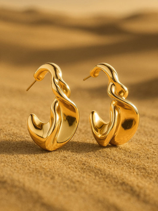 【Rubans】 18K Gold-Plated Circular Half Hoop Earrings｜18K ゴールドメッキ サーキュラー ハーフフープイヤリング