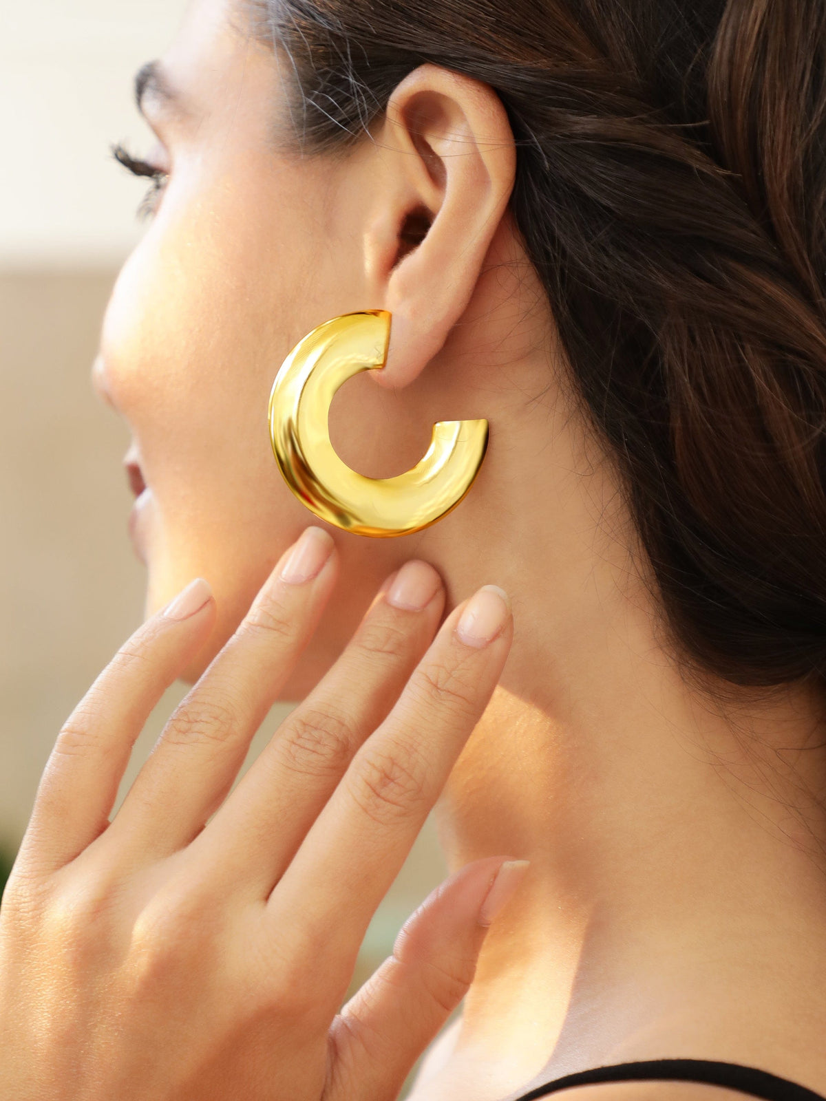 【Rubans】 Voguish 18K Gold-Plated Stainless Steel Hoop Earrings｜ヴォーギッシュ 18K ゴールドメッキ ステンレス フープイヤリング