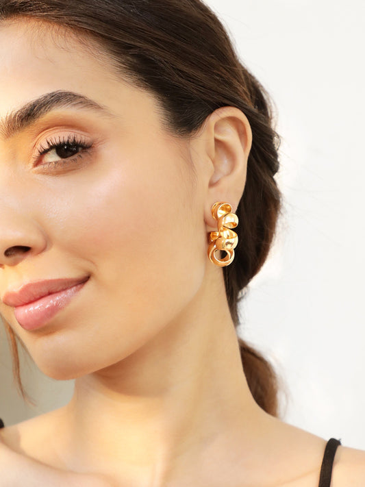 【Rubans】 18K Gold Plated Twisted Hoop Earrings (Stainless Steel)｜18Kゴールドメッキ ツイスト フープイヤリング ステンレススチール