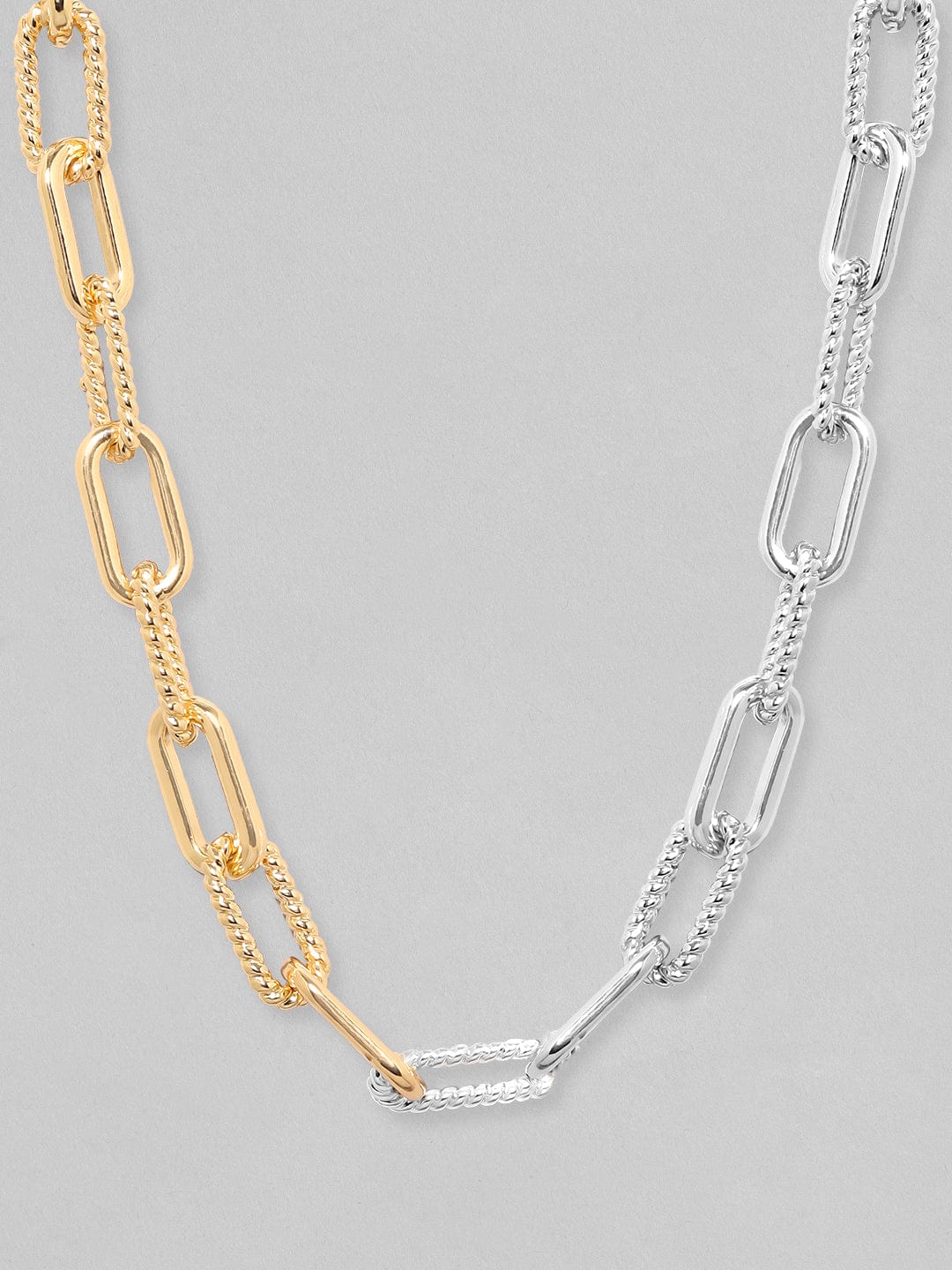 Rubans Voguish Gold  Rhodium Plated Cuban Shape Chain Silver