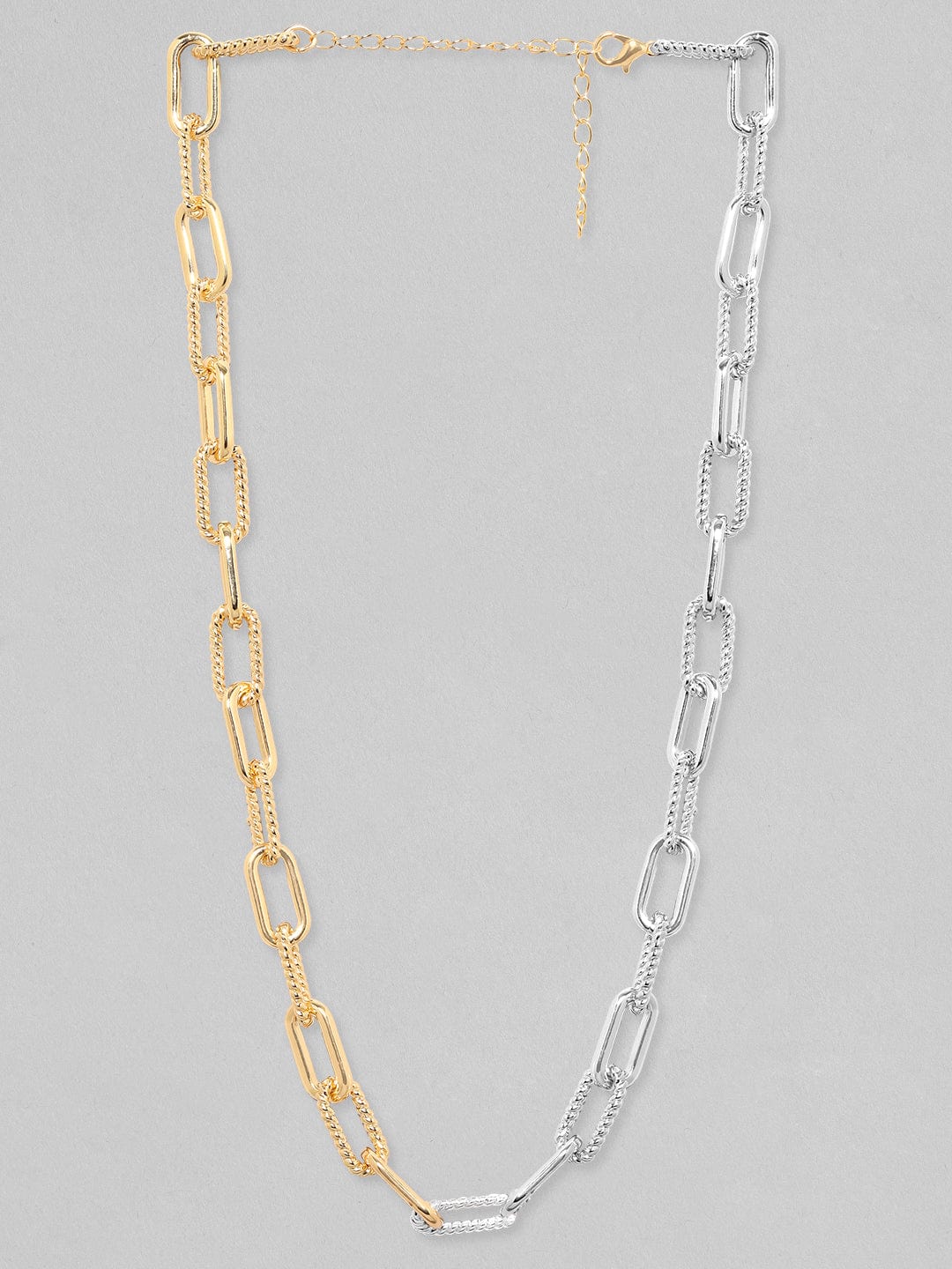 Rubans Voguish Gold  Rhodium Plated Cuban Shape Chain Silver