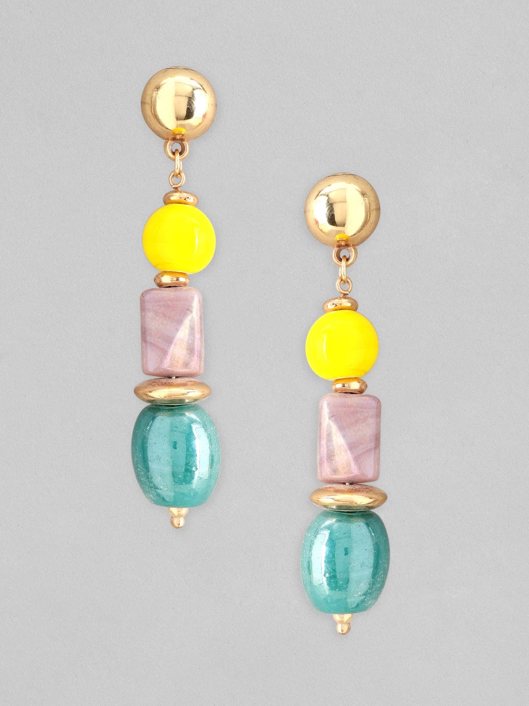 【Rubans】 Voguish Gold-Toned Yellow Classic Drop Earrings｜ヴォーギッシュ ゴールドトーン イエロー マルチストーン クラシック ドロップイヤリング