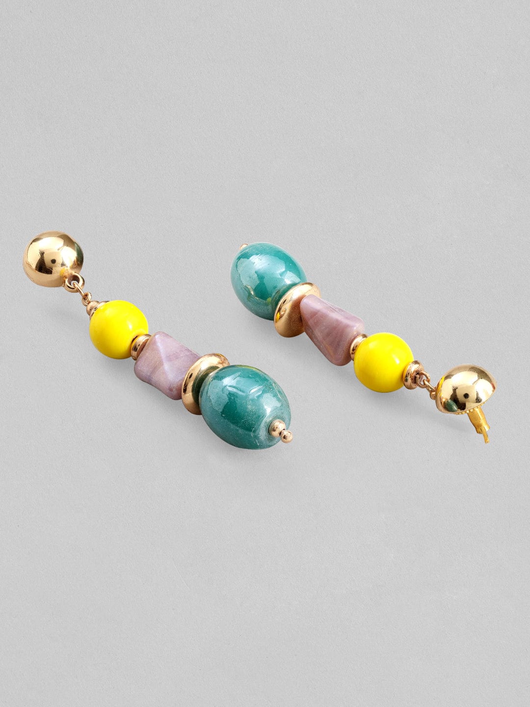 【Rubans】 Voguish Gold-Toned Yellow Classic Drop Earrings｜ヴォーギッシュ ゴールドトーン イエロー マルチストーン クラシック ドロップイヤリング