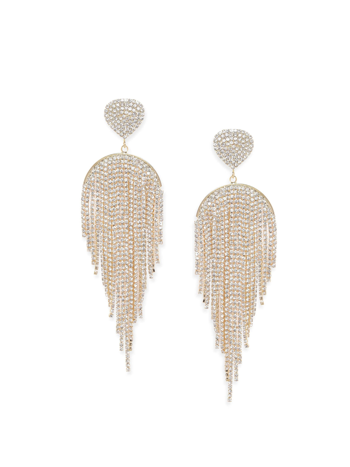 Runway Glam Crystal Multistrands Earrings Gold