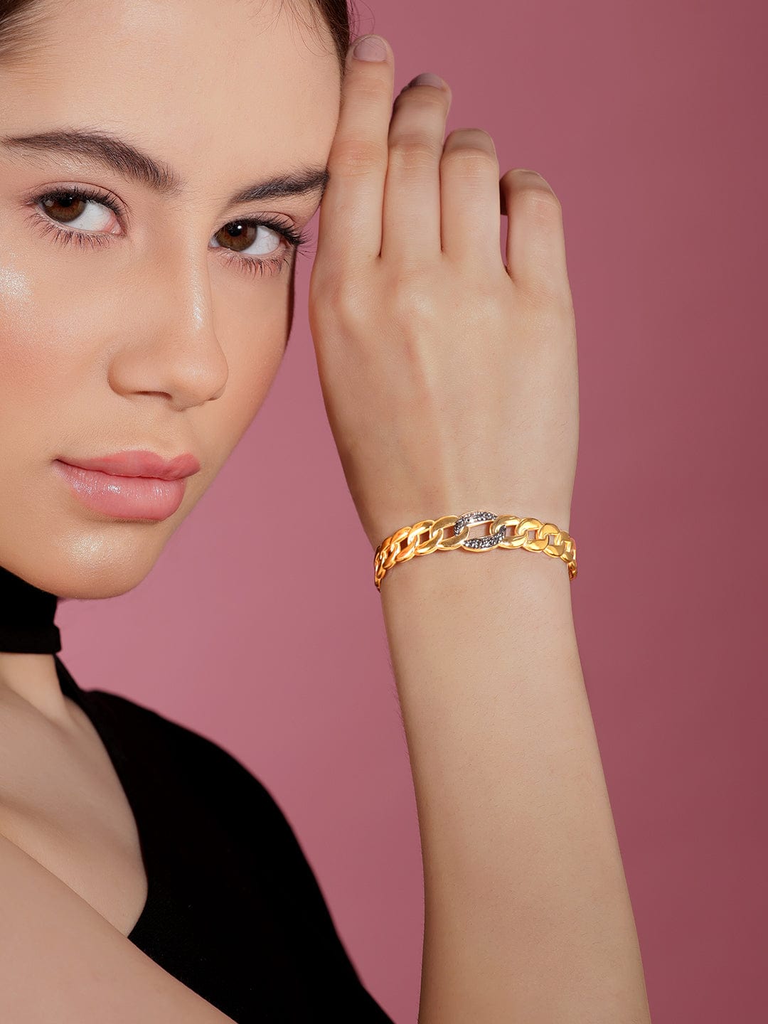 Rubans Voguish Women Brass Gold-Plated Cuff Bracelet Gold