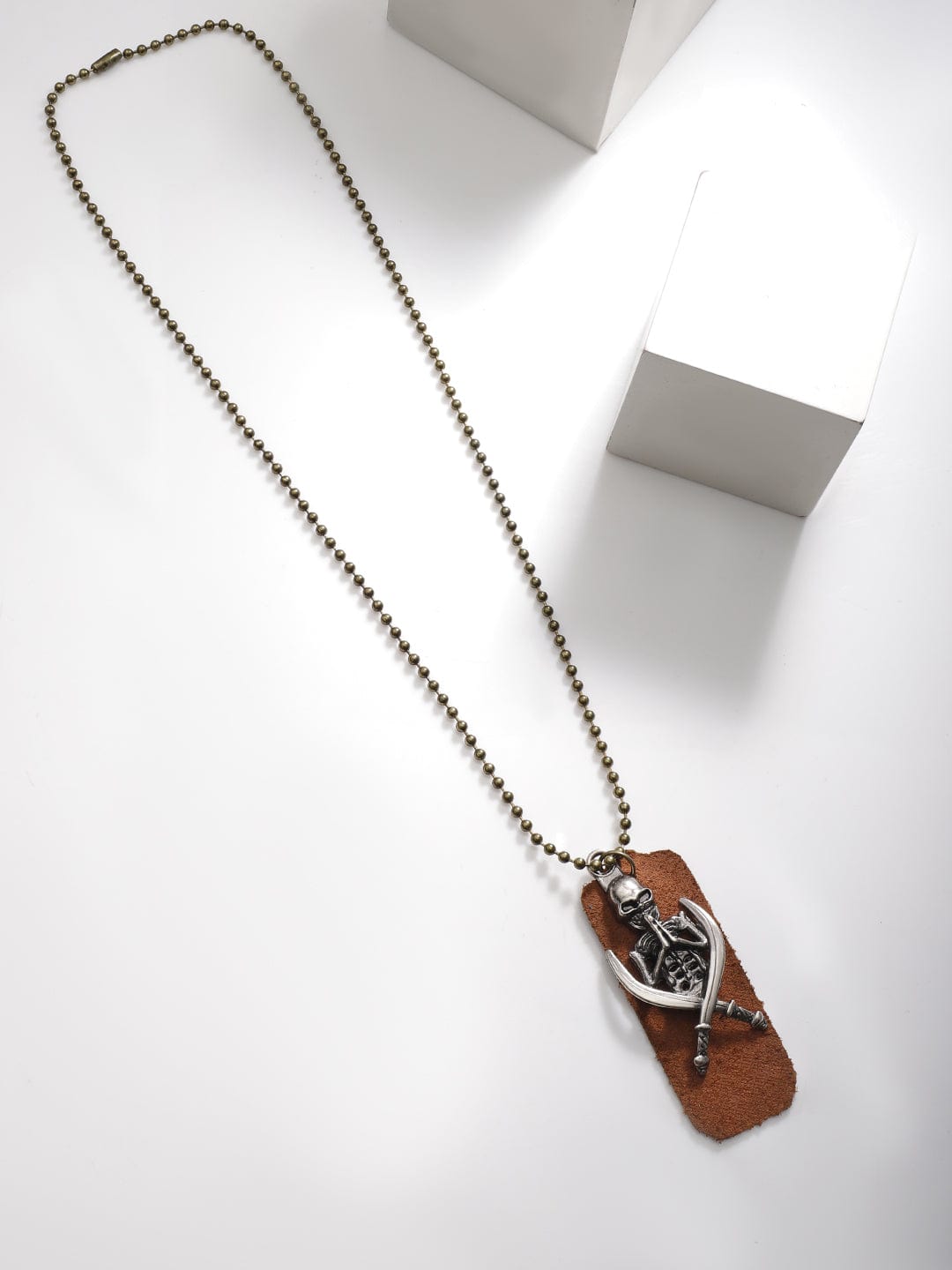 【Rubans】 Voguish Men Brown Leather Animal Motif Pendant with Chain｜ヴォーギッシュ メンズ ブラウンレザー アニマルモチーフ ペンダント チェーン