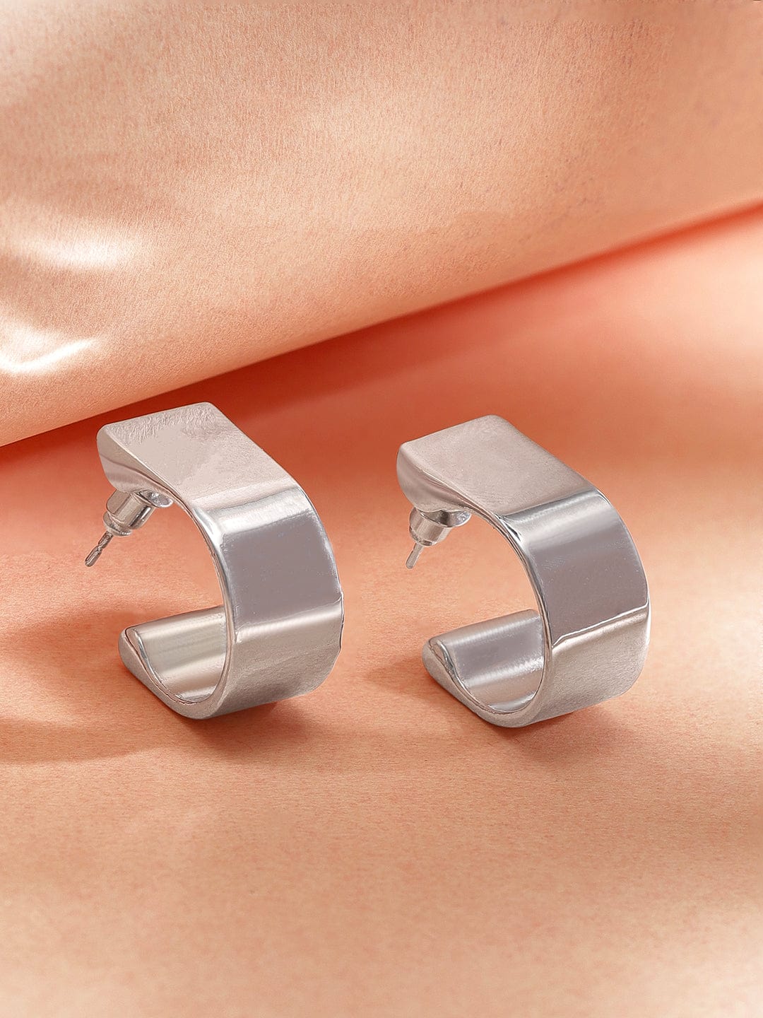 【Rubans】 Voguish Modern Elegance Silver Plated Hoop Earrings｜ヴォーギッシュ モダンエレガンス シルバープレーテッド フープイヤリング