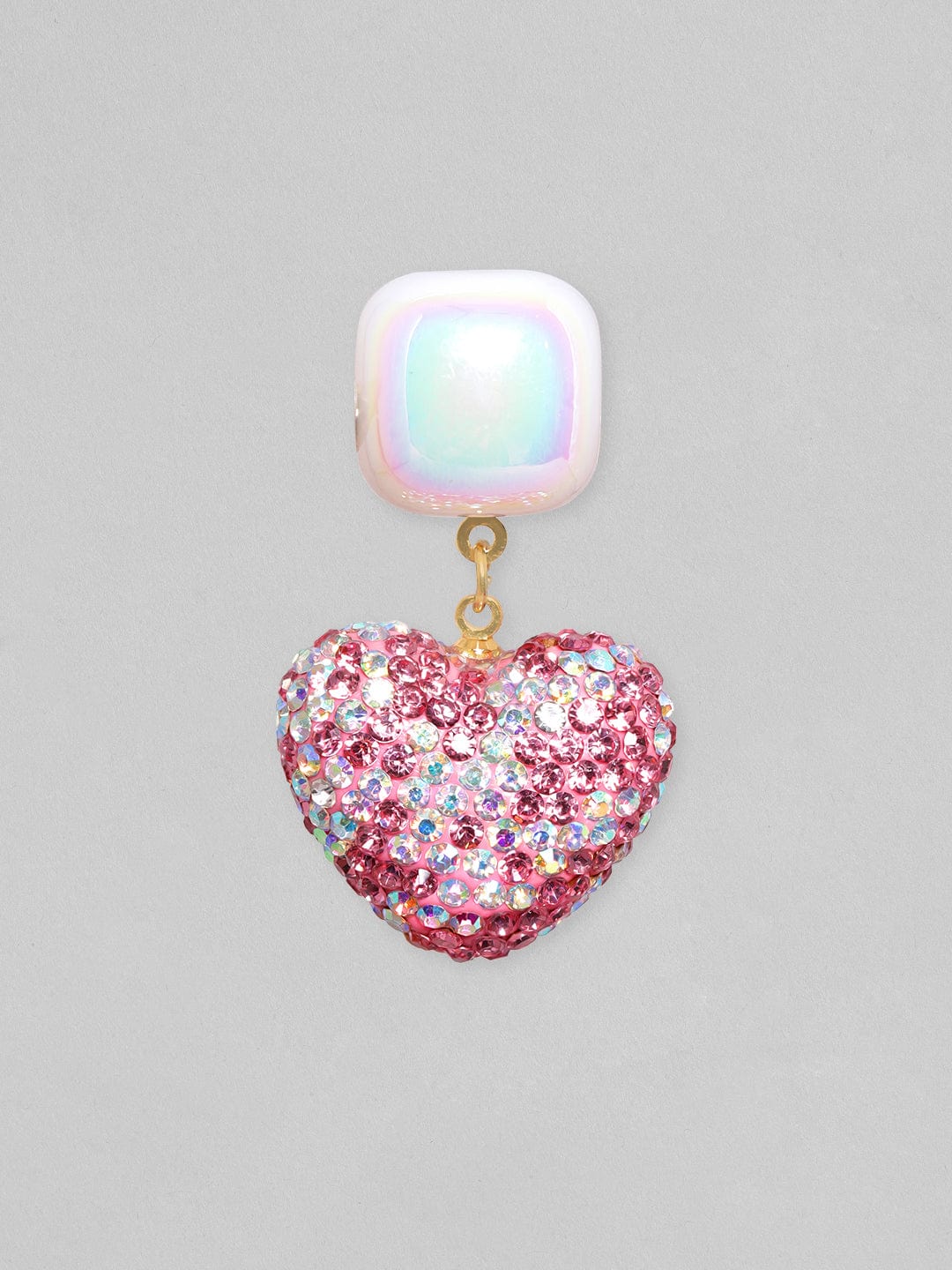【Rubans】 Voguish Ruby Kiss Pearl & Pink Crystal Pave Heart Drop Earrings｜ヴォーギッシュ ルビーキス パール＆ピンククリスタル パヴェ ハート ドロップイヤリング