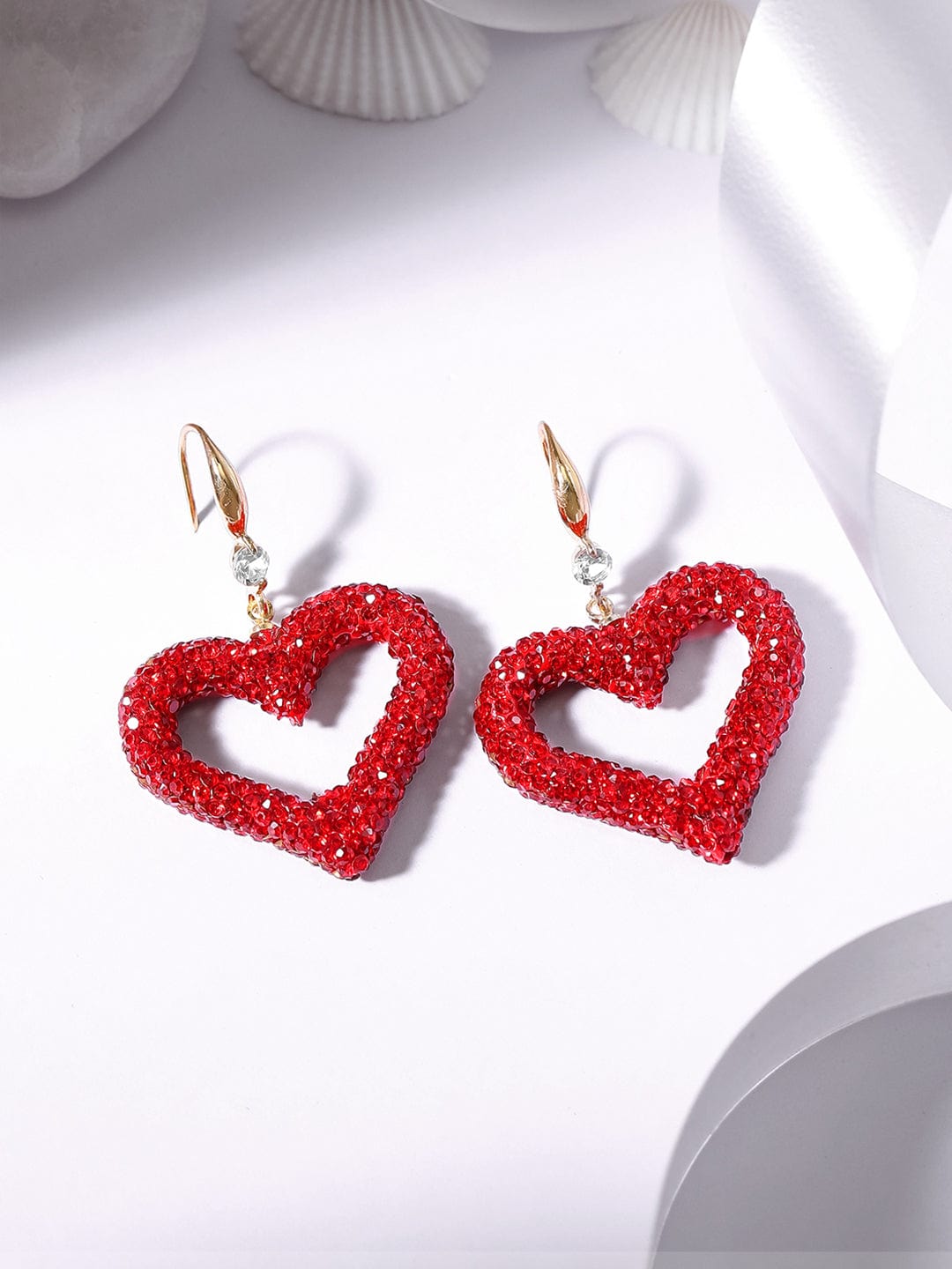 Red Love Crystal Drop Earrings Red