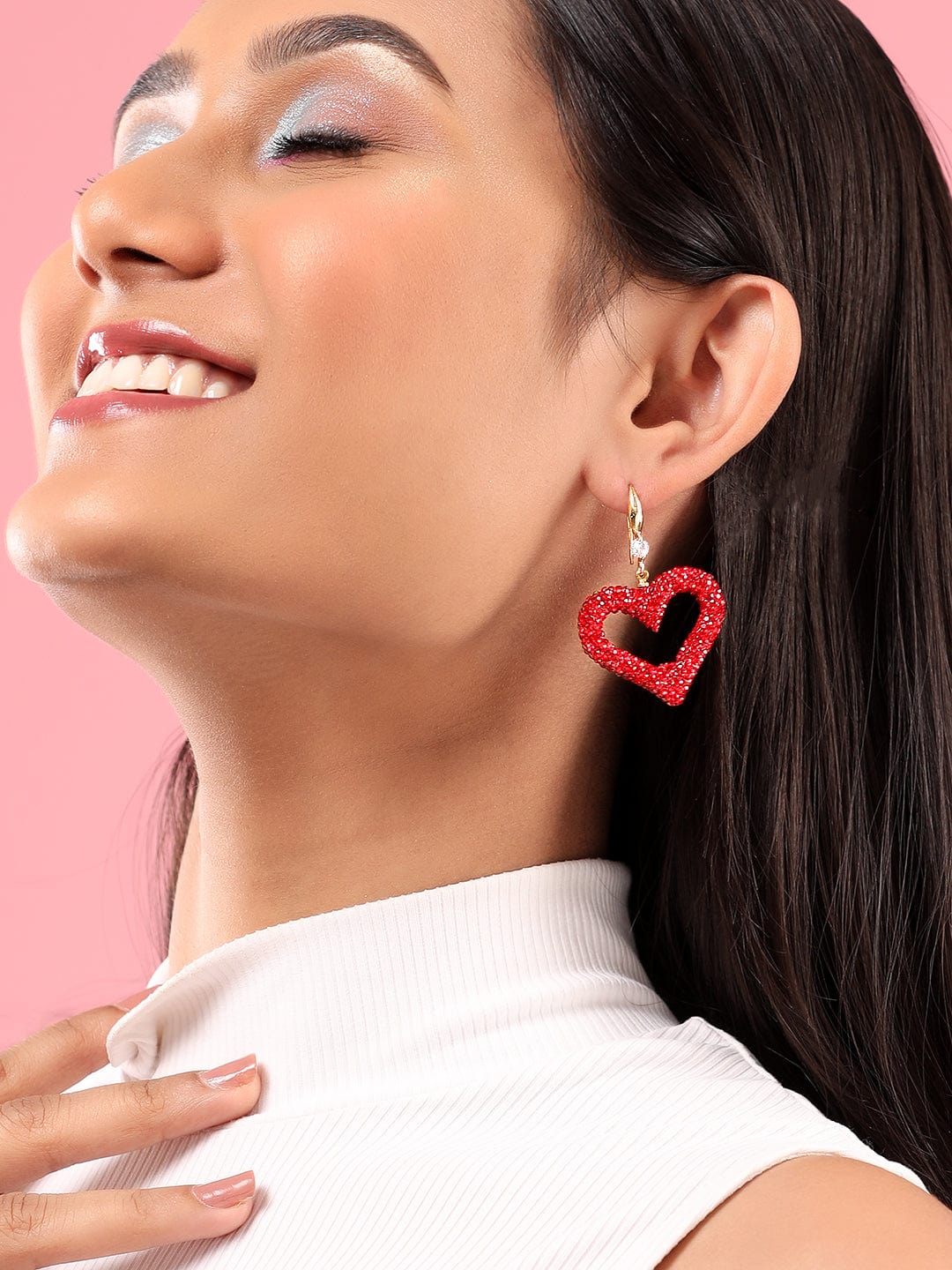 Red Love Crystal Drop Earrings Red