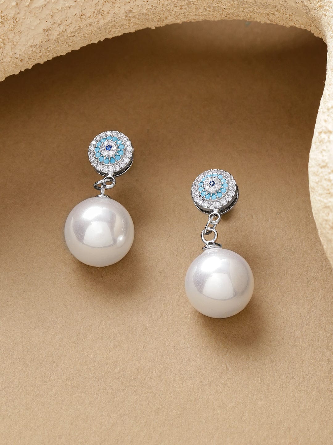 Evil Eye & Pearl Drop Earring フリーサイズ
