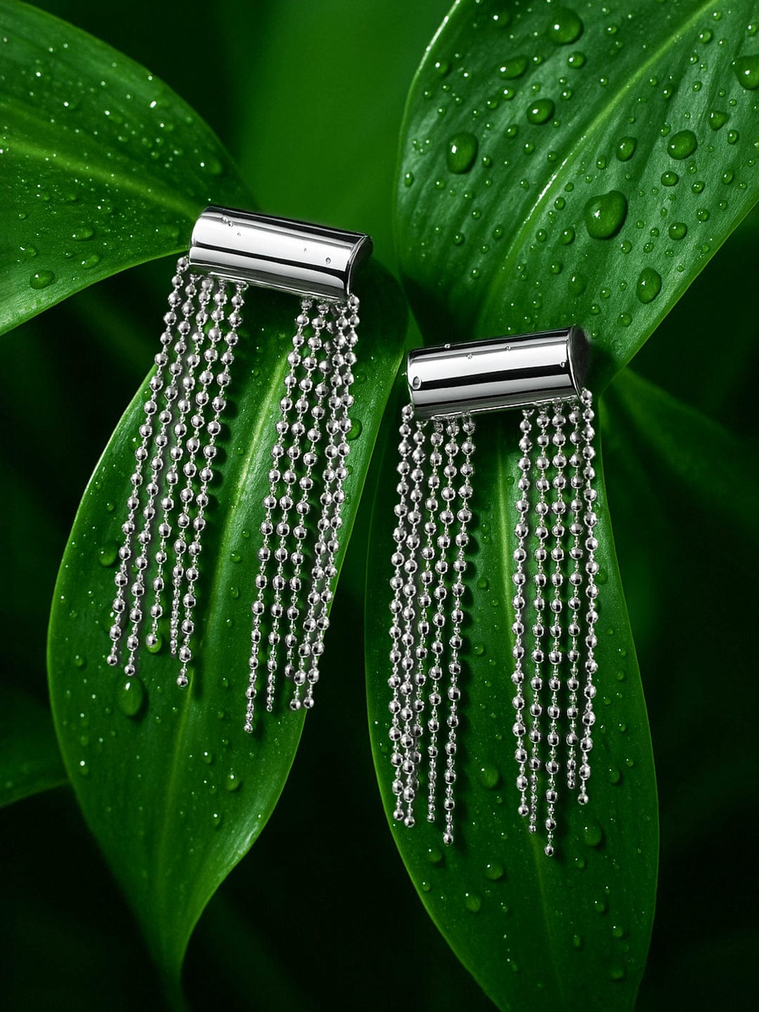 【Rubans】 Voguish Rhodium-Plated Contemporary Drop Earrings｜ヴォーギッシュ ロジウムメッキ コンテンポラリー ジオメトリック ドロップイヤリング
