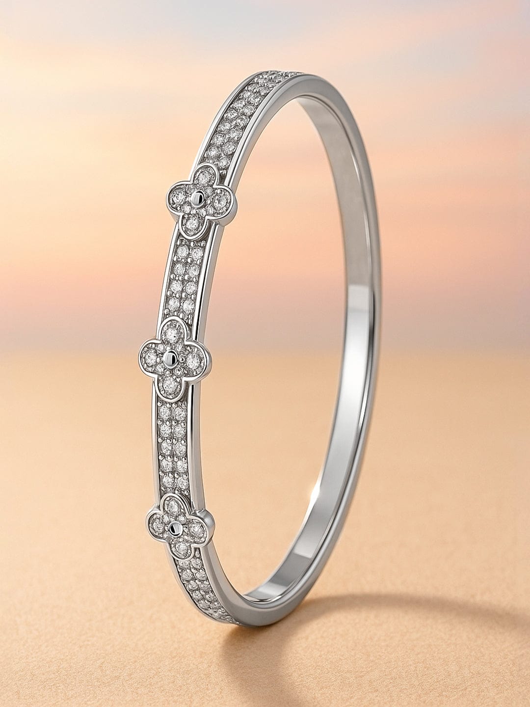 Silver Bloom American Diamond Zirconia Bracelet Silver