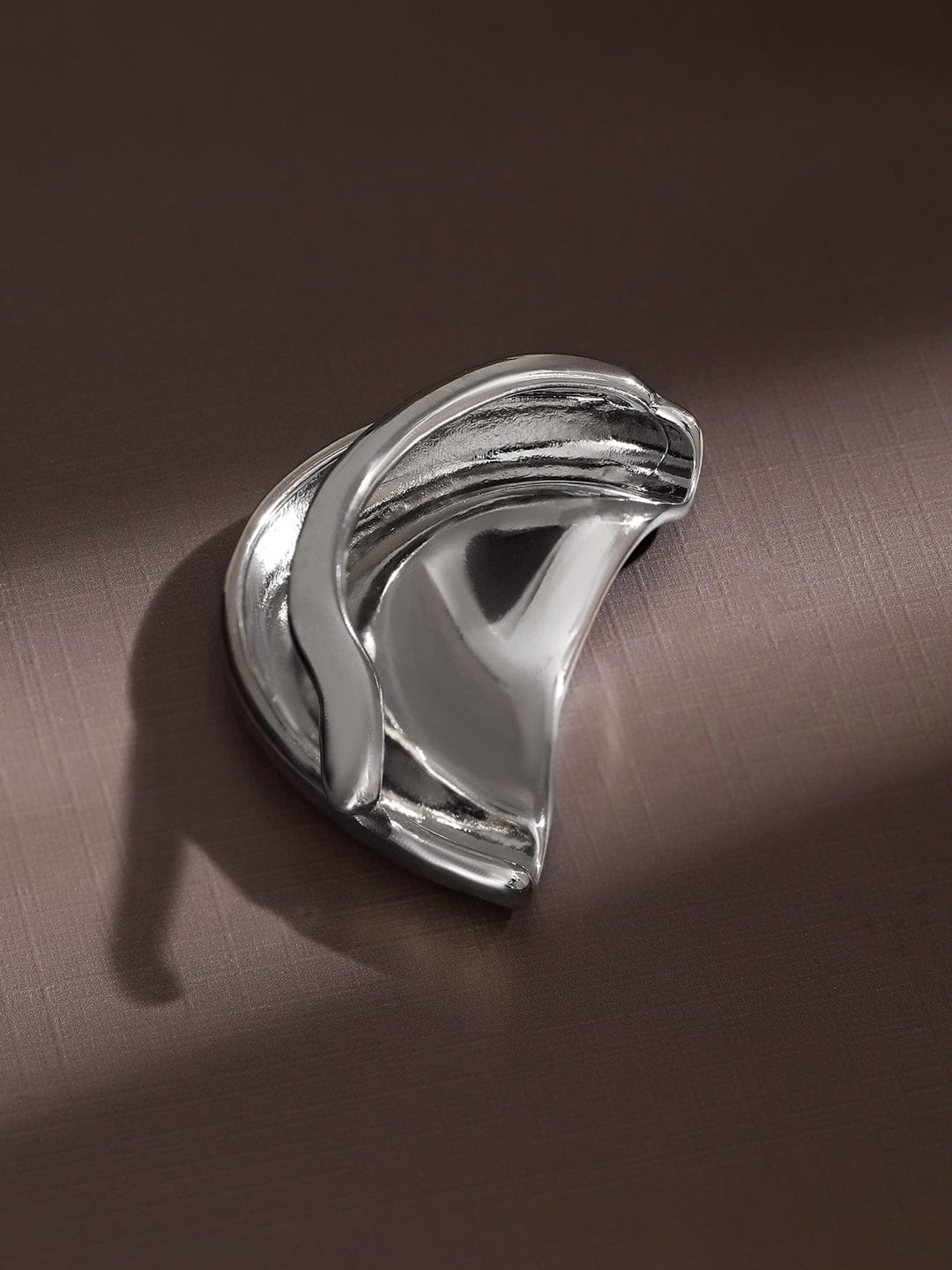 【Rubans】 Sculpted Bold Sleek Ear Cuff｜ロジウムメッキ ミニマル スカルプト イヤーカフ