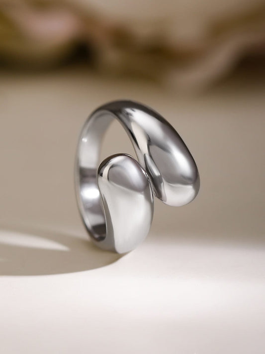 Rubans Voguish Rhodium-Plated Stainless Steel Tarnish-Free Waterproof Adjustable Ring 7