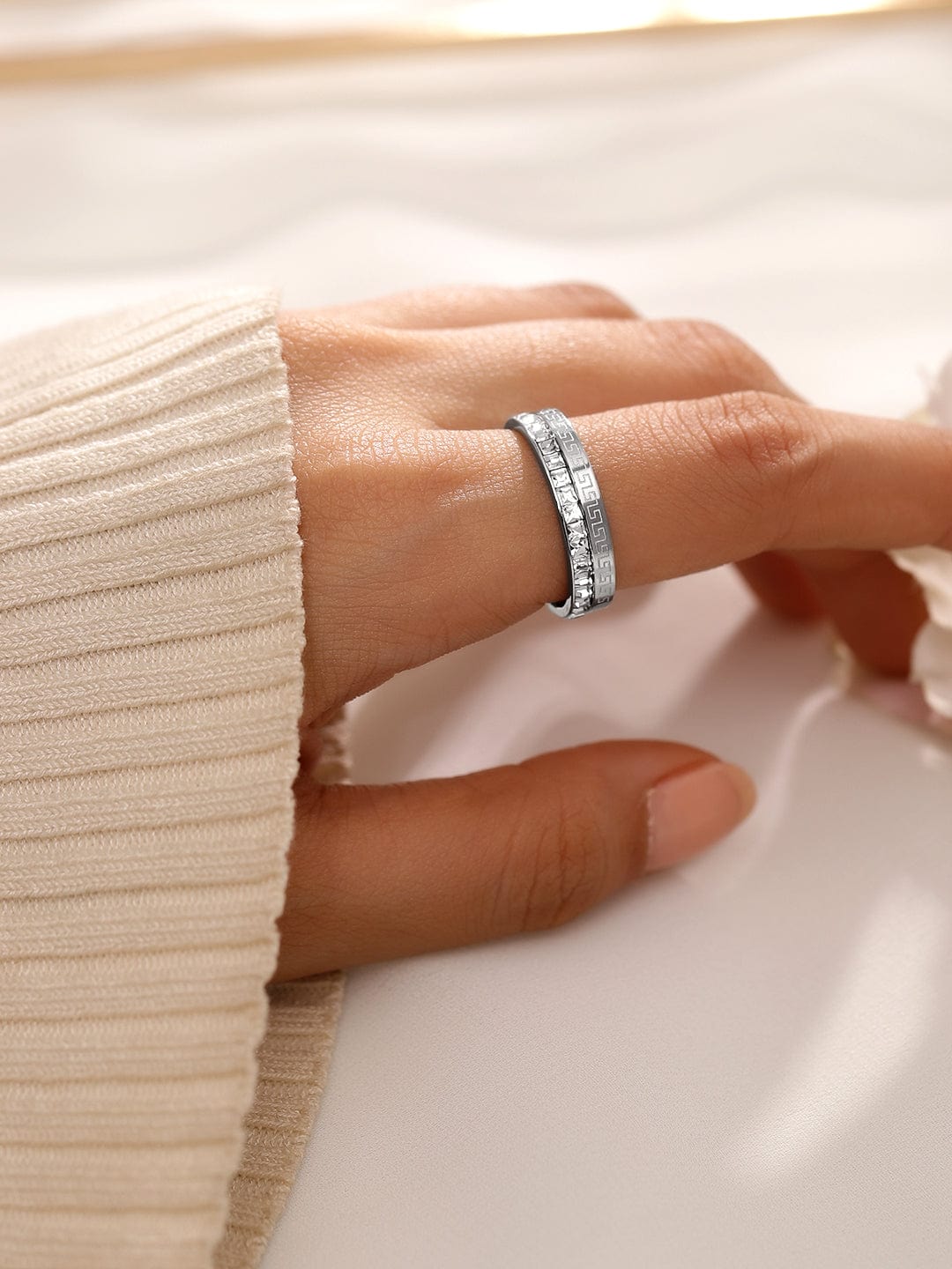 American Diamond Zirconia Cubic Studded Ring 7