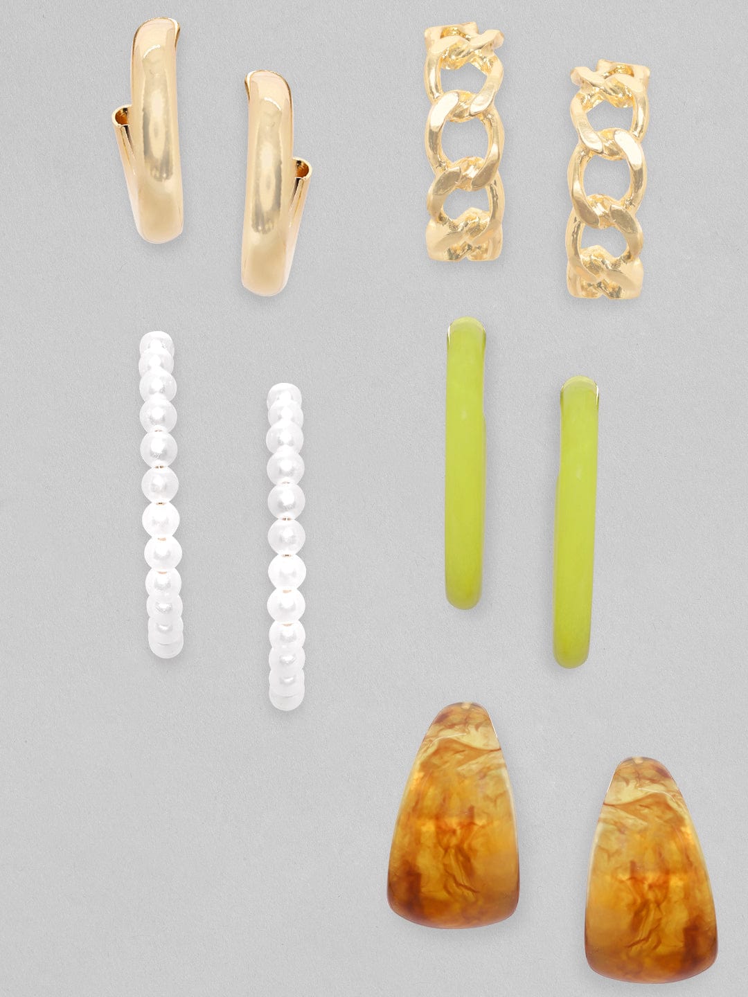【Rubans】 Voguish Set of 5 Multi Style Hoop Earrings｜ヴォーギッシュ マルチスタイル フープイヤリング 5組セット