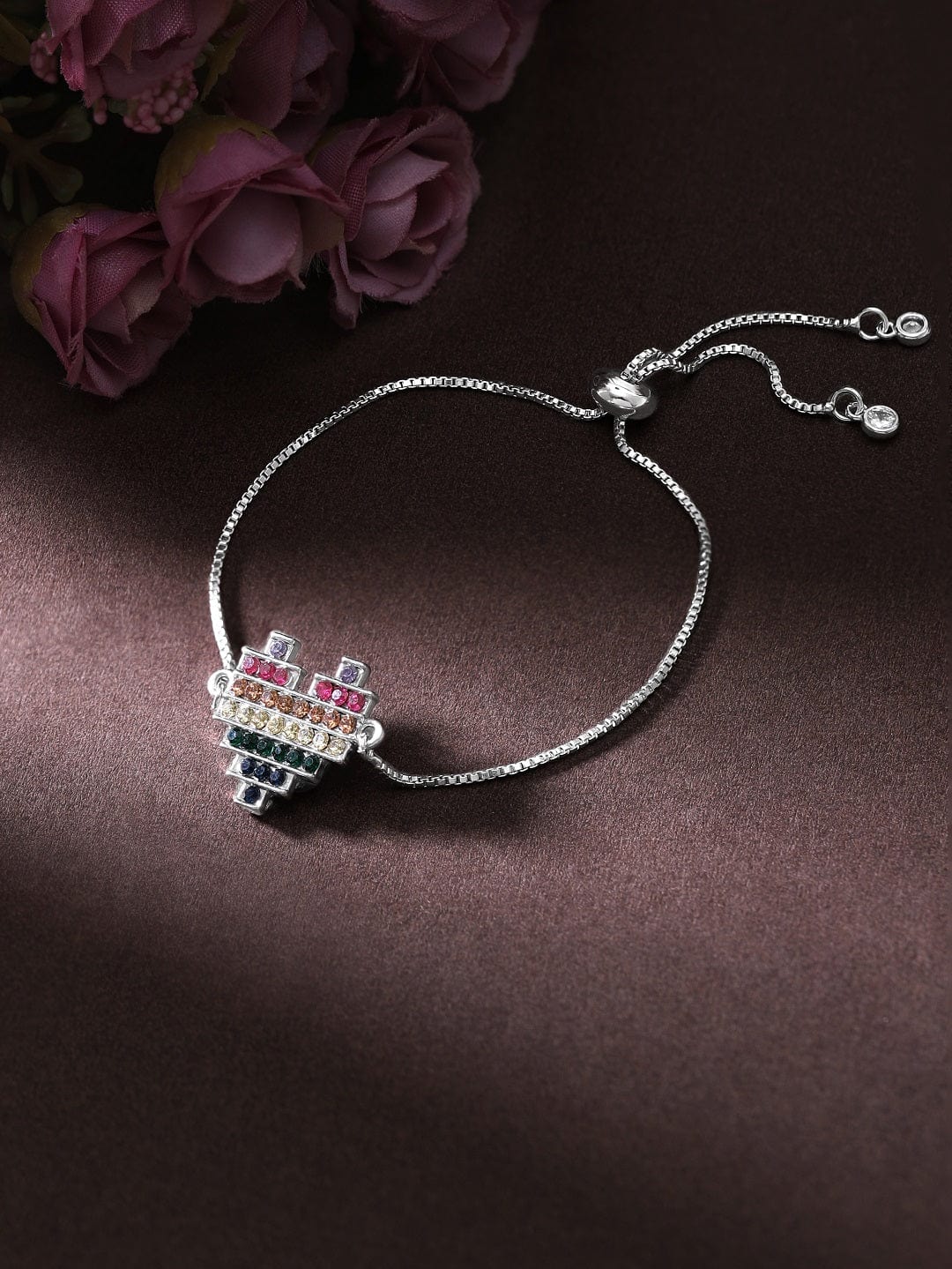 【Rubans】 Voguish Silver-Plated CZ Charm Bracelet｜ヴォーギッシュ シルバーメッキ CZ チャームブレスレット