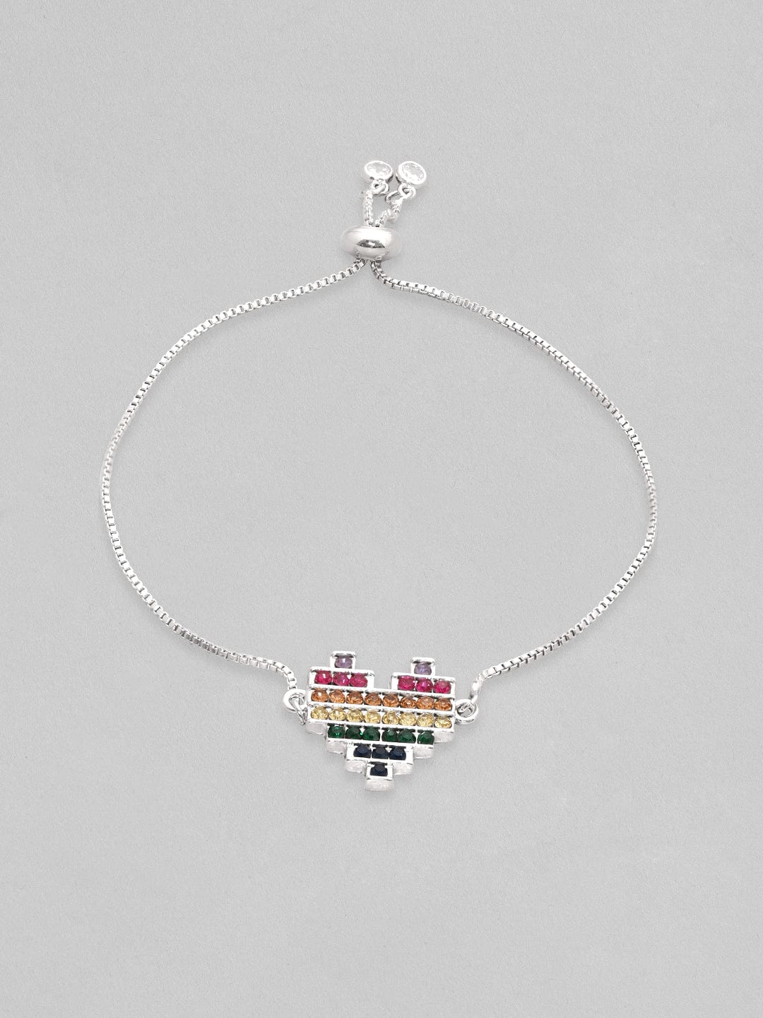 【Rubans】 Voguish Silver-Plated CZ Charm Bracelet｜ヴォーギッシュ シルバーメッキ CZ チャームブレスレット