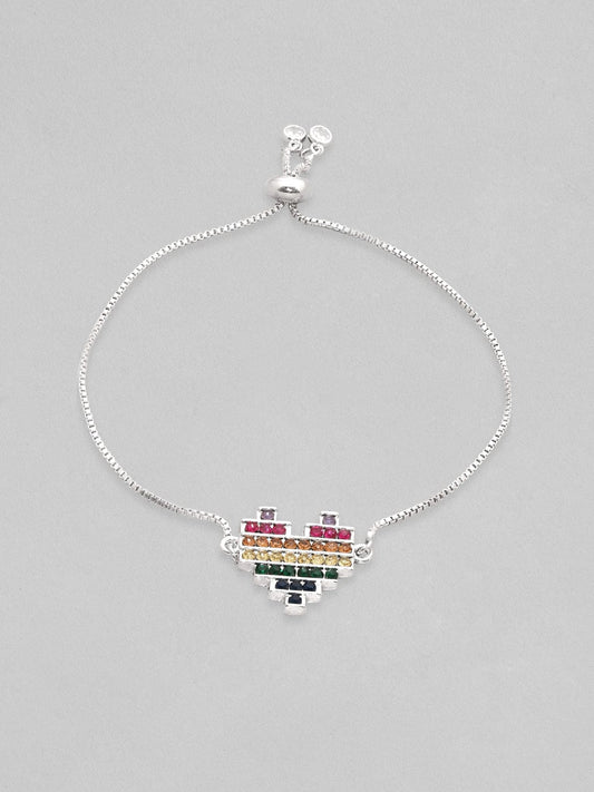 【Rubans】 Voguish Silver-Plated CZ Charm Bracelet｜ヴォーギッシュ シルバーメッキ CZ チャームブレスレット