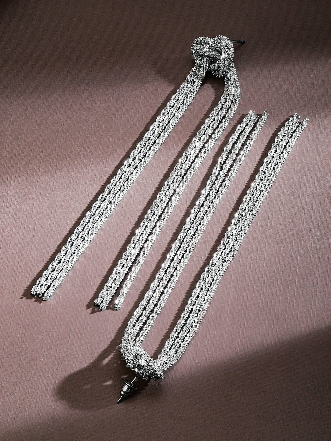 Midnight Sparkle Knotted Chain Dangle Earrings フリーサイズ