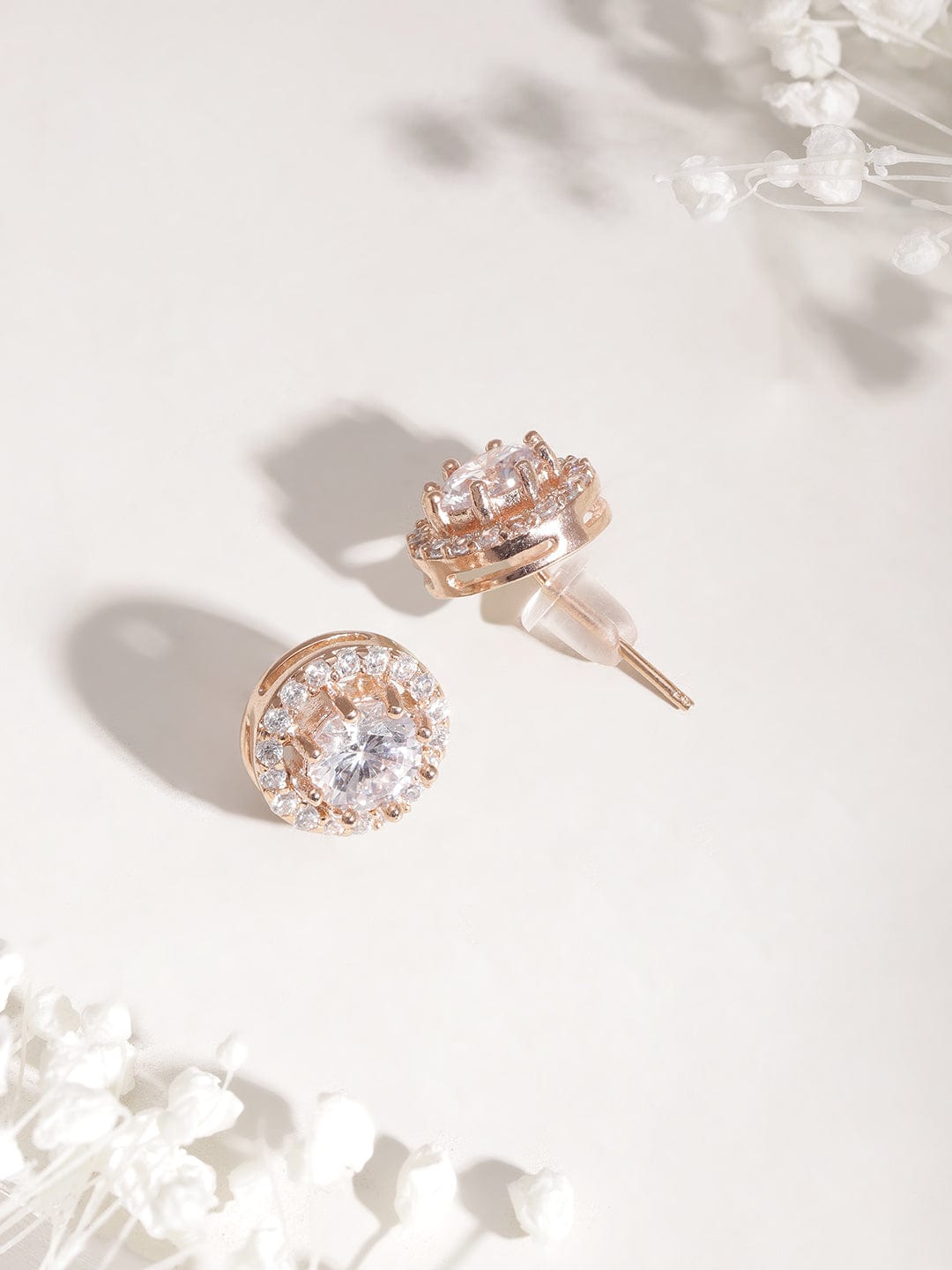 Rose Gold American Diamond Zirconia Necklace Set Rose Gold