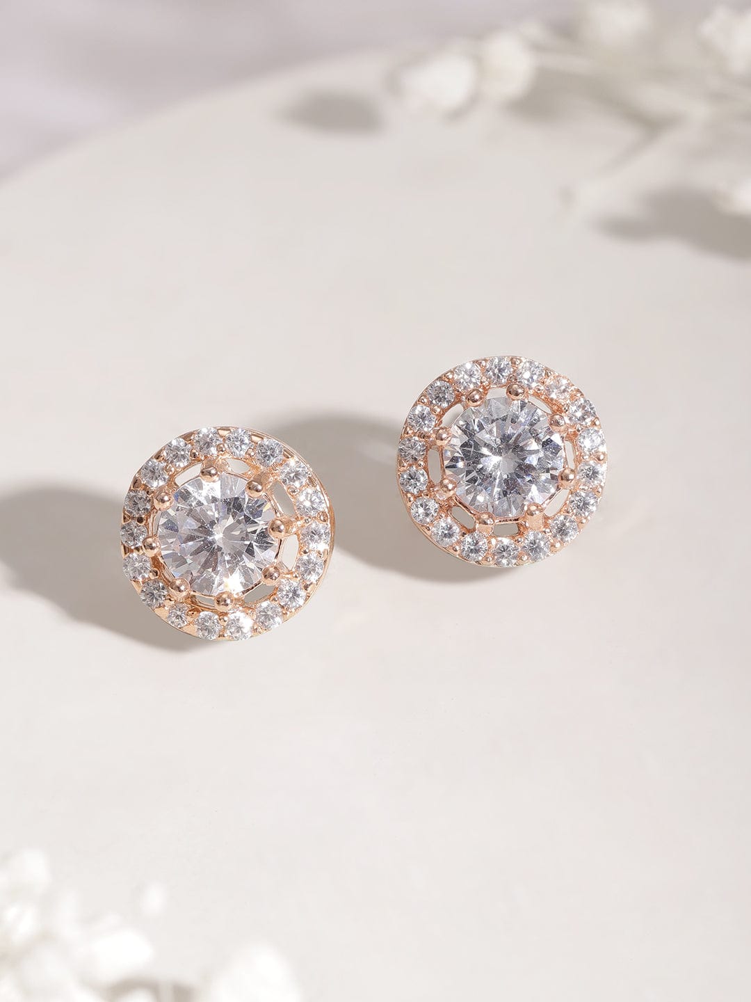 Rose Gold American Diamond Zirconia Necklace Set Rose Gold