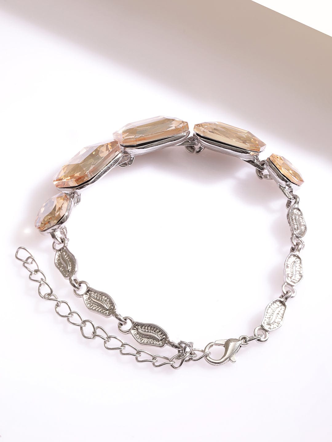 Stone Studded Link Bracelet Silver