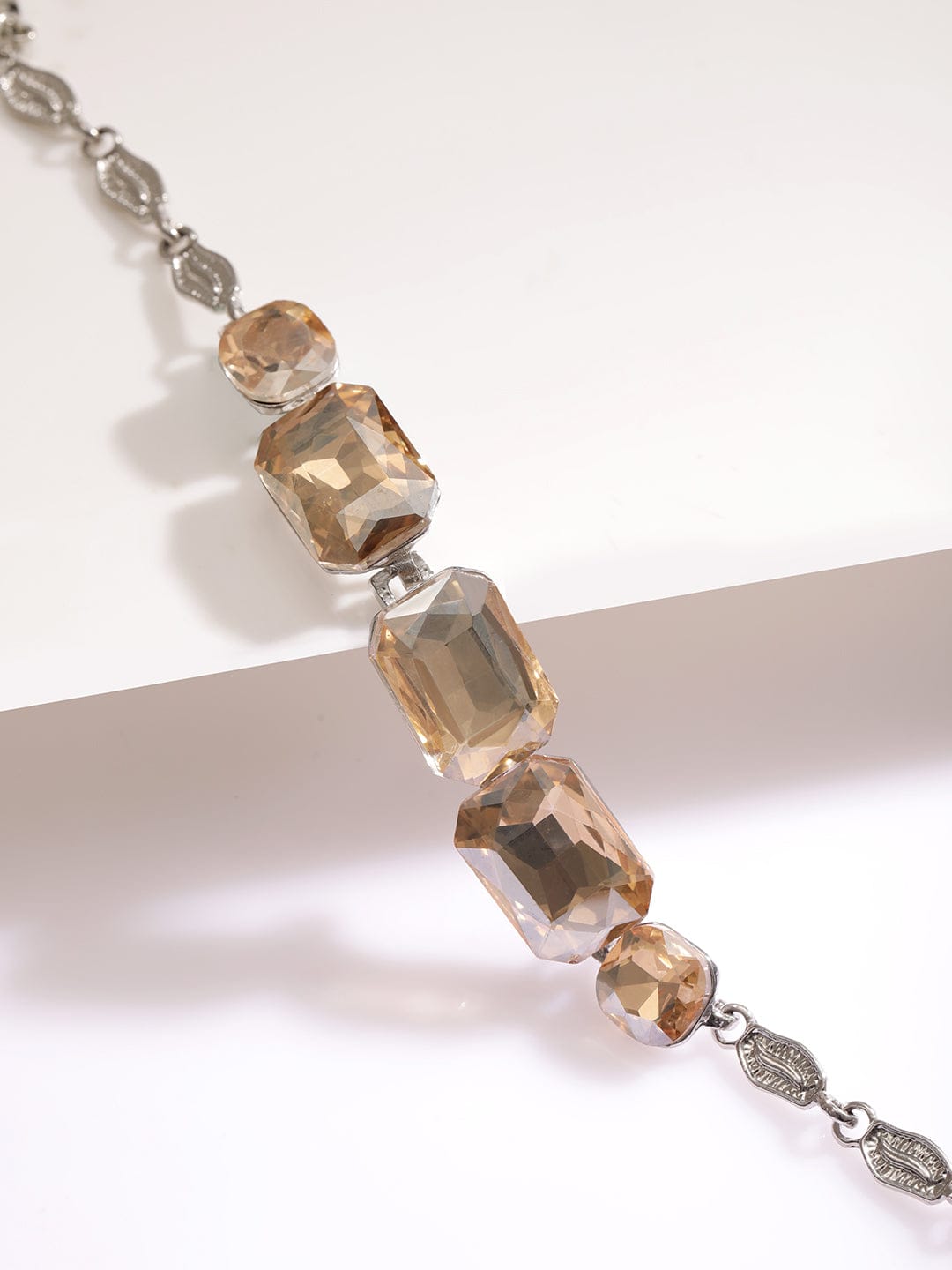 Stone Studded Link Bracelet Silver