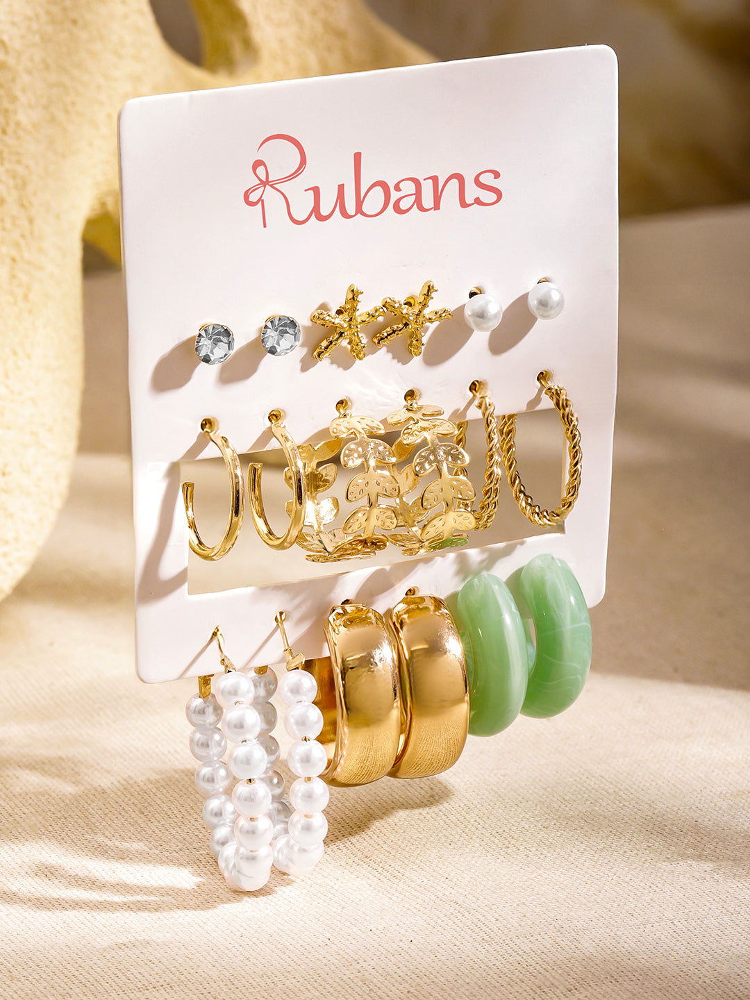 Pack of 9 Hoop & Stud Earrings フリーサイズ