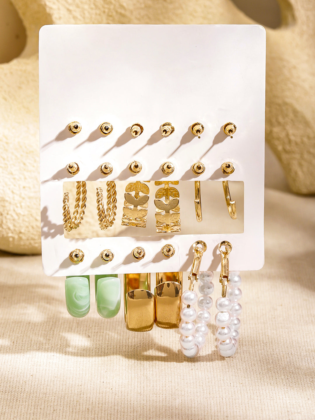 Pack of 9 Hoop & Stud Earrings フリーサイズ