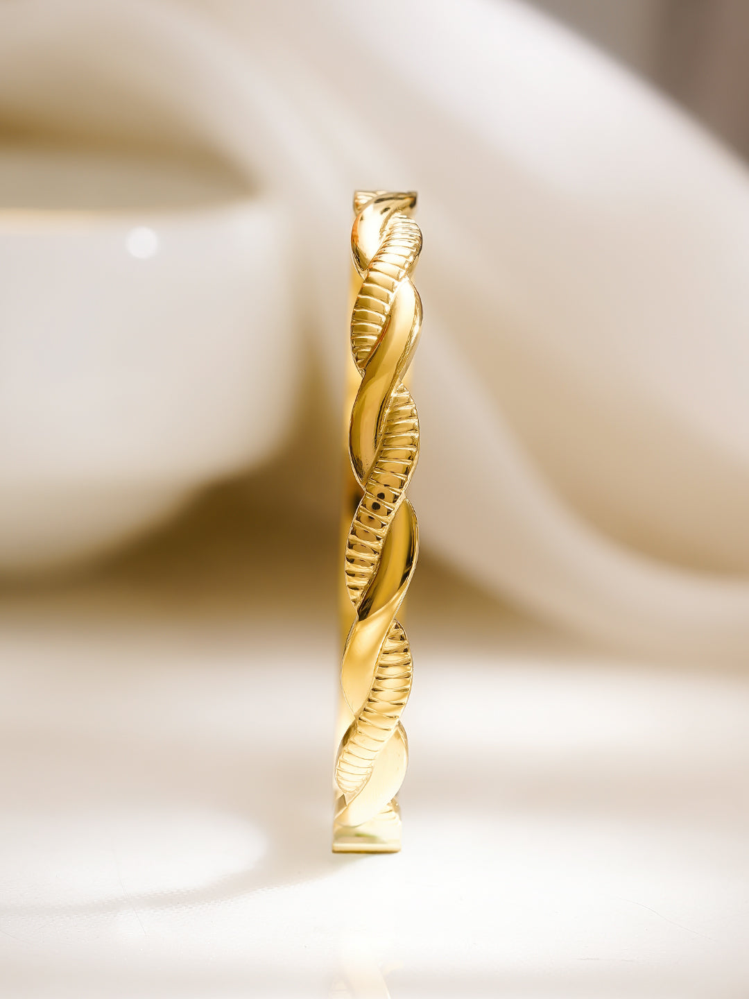 Demi Fine 18K Gold Plated Stainless Steel Twisted Textured Bracelet フリーサイズ
