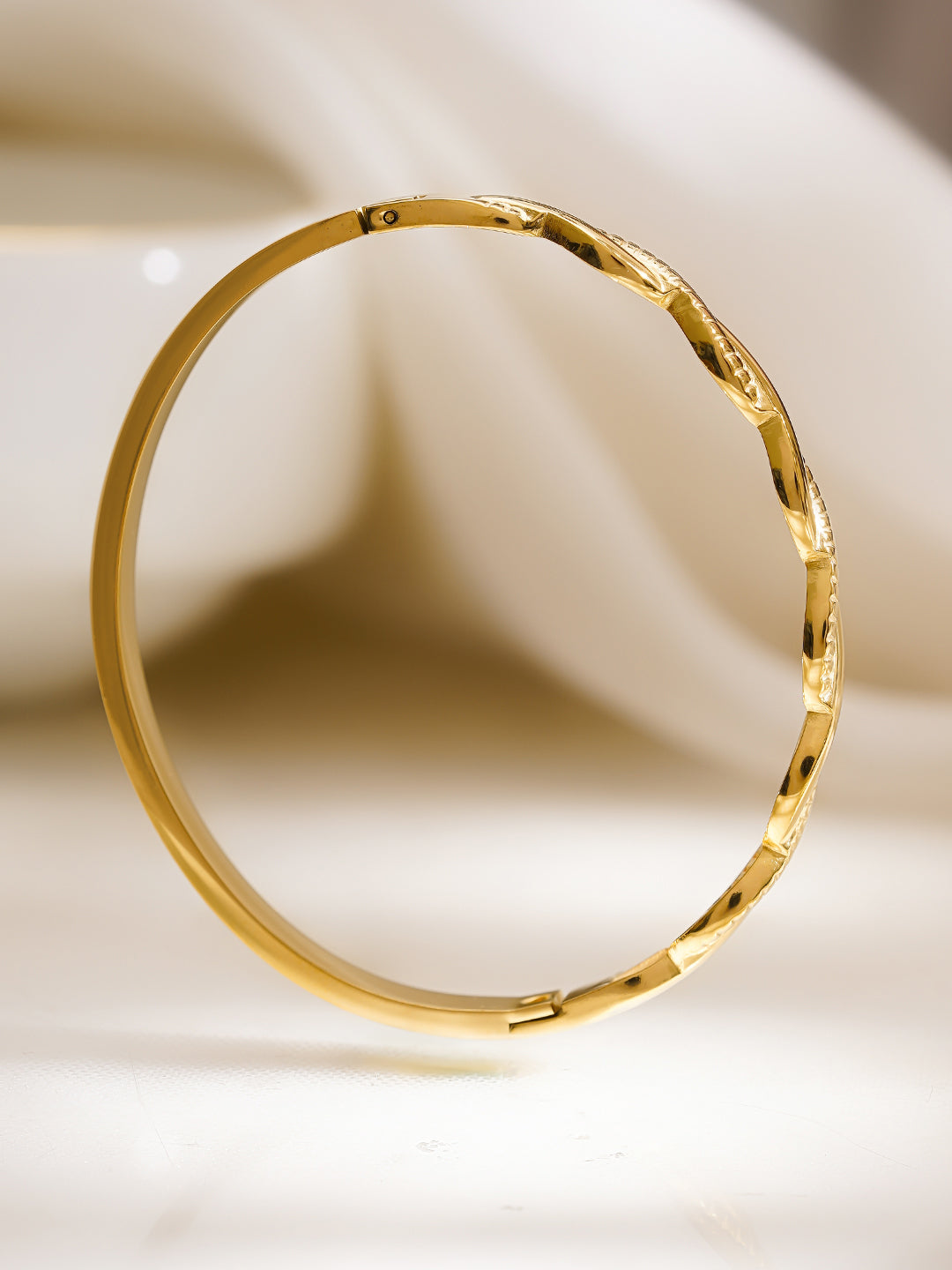 Demi Fine 18K Gold Plated Stainless Steel Twisted Textured Bracelet フリーサイズ