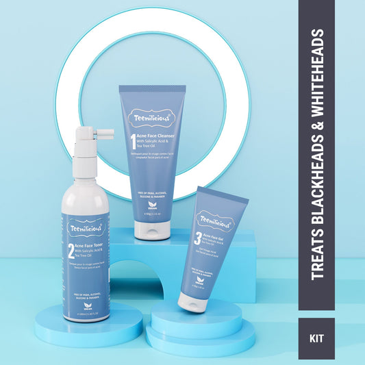 Teenilicious Salicylic Acid Acne Care Kit 190ml - Blackhead & Whitehead Treatment 190ml