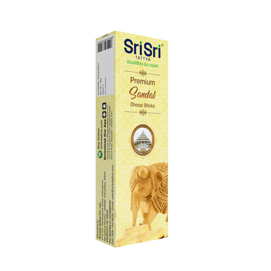 Premium Sandal Dhoop Sticks For Pooja | Dhoop Batti / Sticks | Fragrances – Natural Sandal | Bamboo-less | Free Stand | 50 g 50g