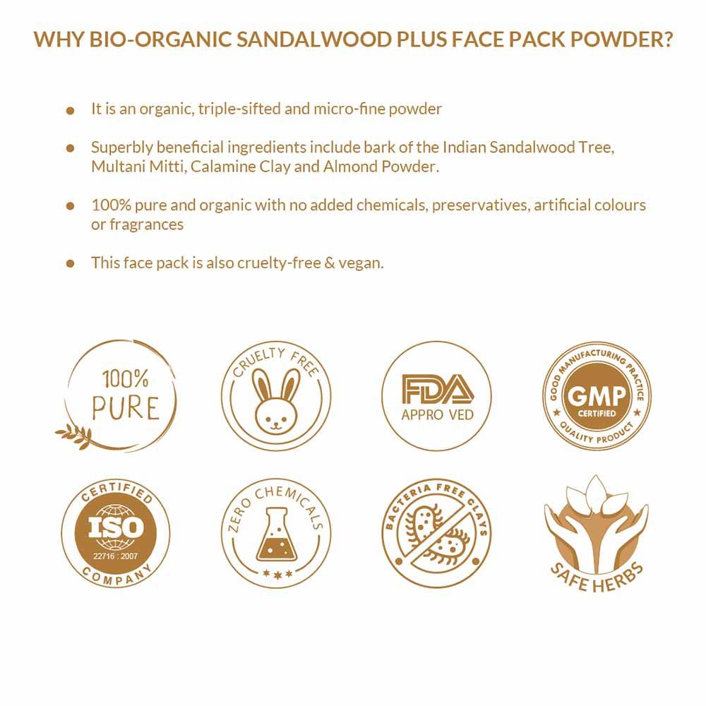 Bio Organic Sandalwood Face Pack Powder - 200gm 200g