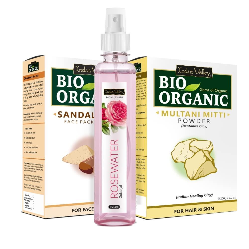 Sandalwood Face Pack, Multani Mitti and Rose Water Combo - 400gm + 250ml 400g
