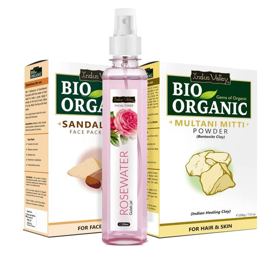 Sandalwood Face Pack, Multani Mitti and Rose Water Combo - 400gm + 250ml 400g