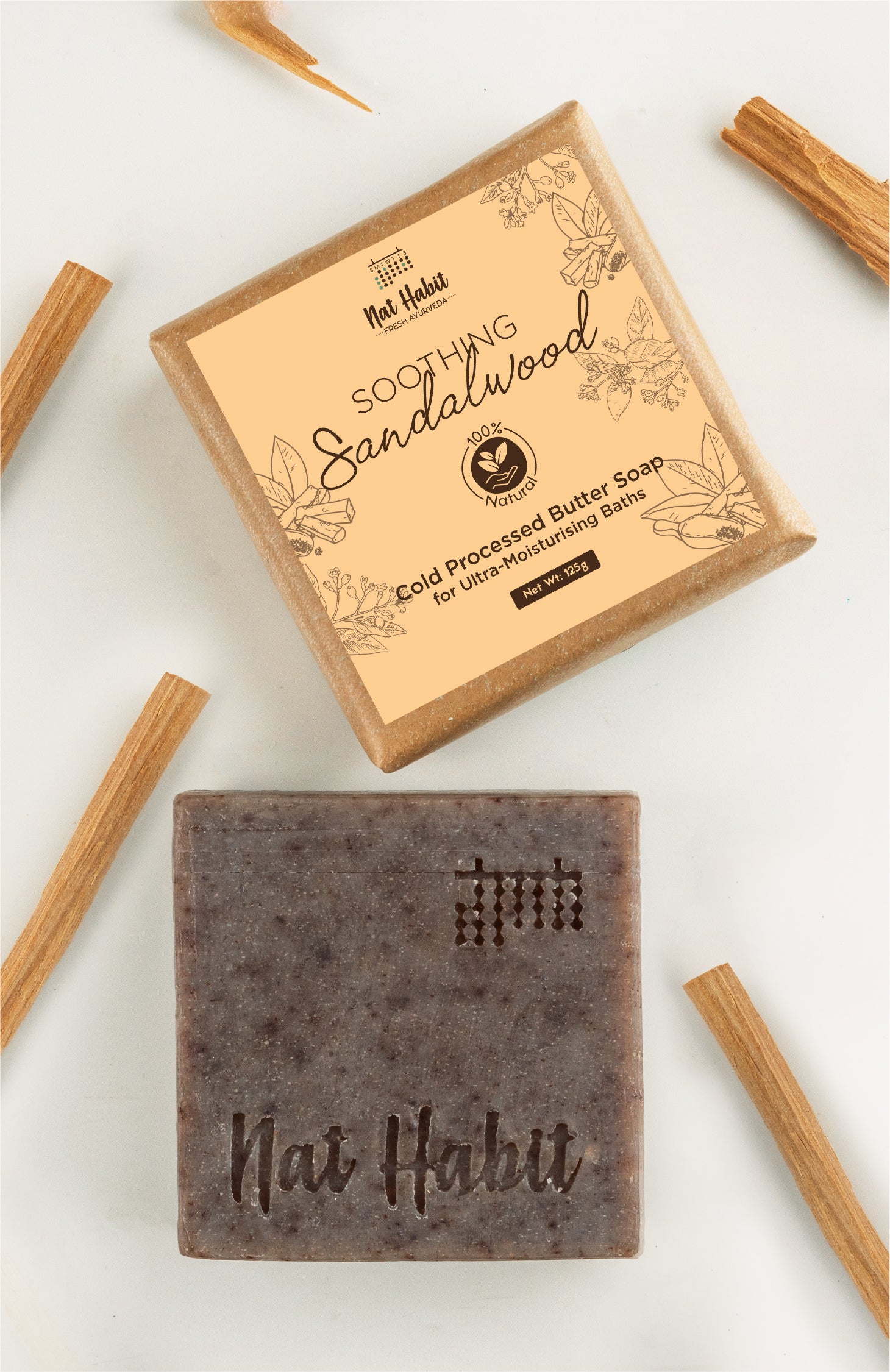 Cold Processed Soothing Sandalwood Soap 125g × 2