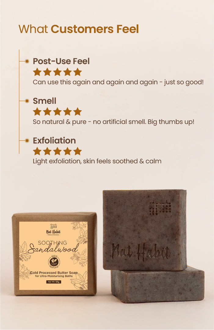 Cold Processed Soothing Sandalwood Soap 125g × 4