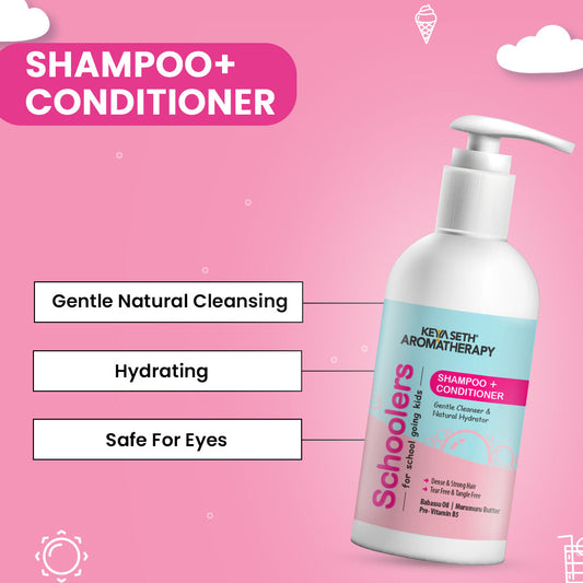 Schoolers Kids Shampoo & Conditioner for Soft & Shining Hair. No sulfate & paraben 275ml x 3