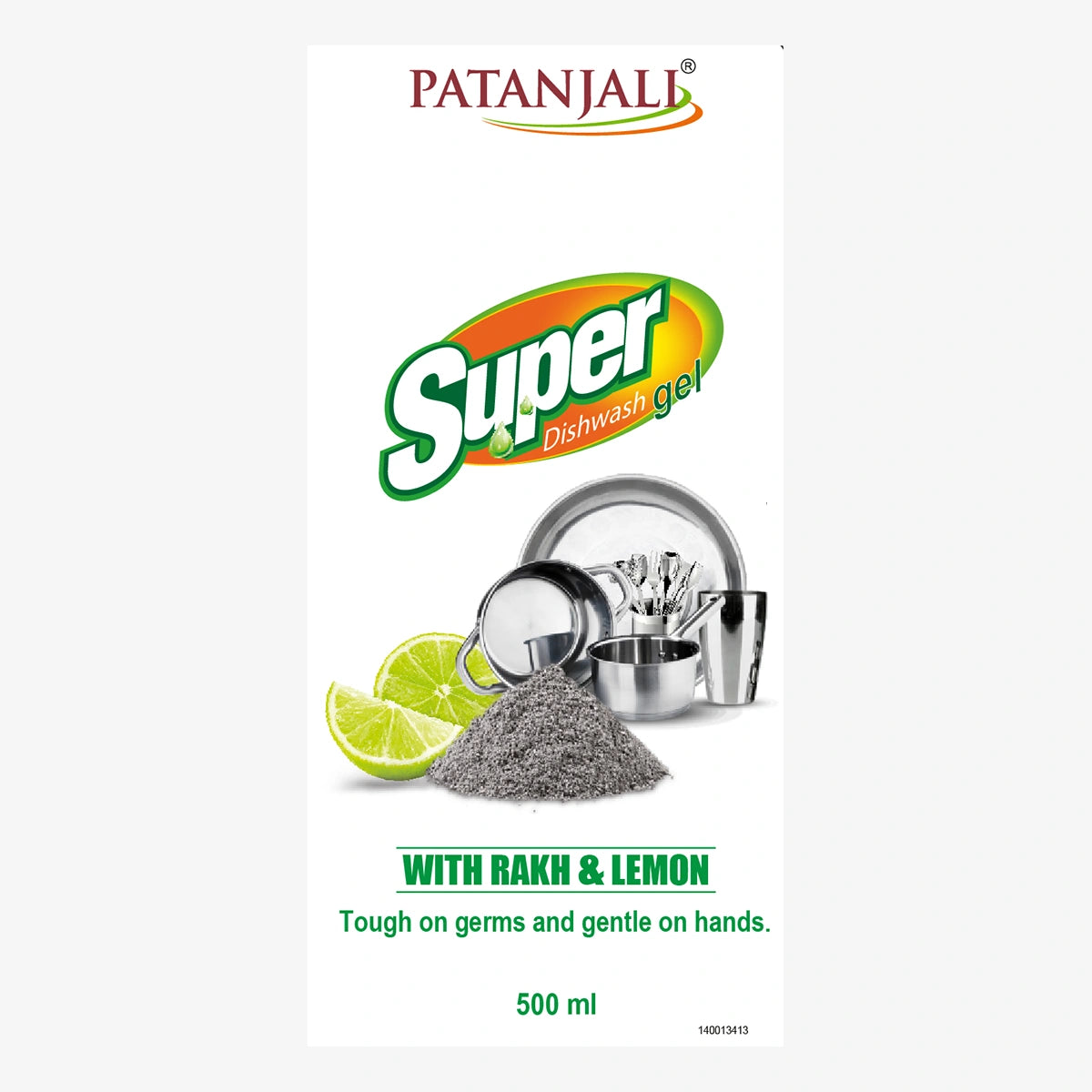 【Patanjali】 Super Dish Wash Gel Rakh & Lemon (BT)｜スーパー食器用洗剤 ラク（木灰）＆レモン｜500g