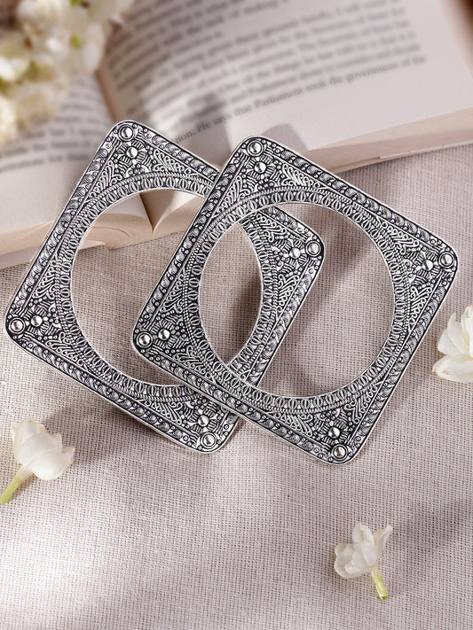 Pair of Oxidised Geometric Bangles 2.4 - Small